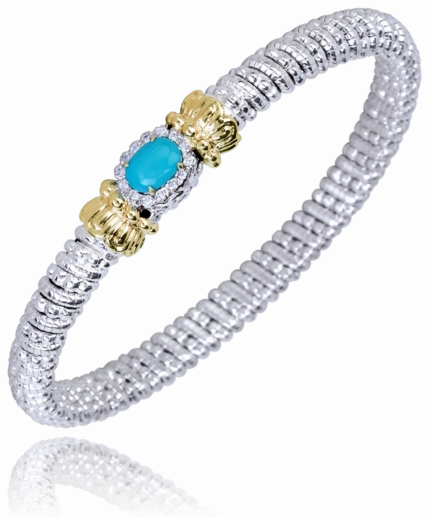 14K Yellow Gold and Sterling Silver Diamond Bangle Bracelet Newly Sighted