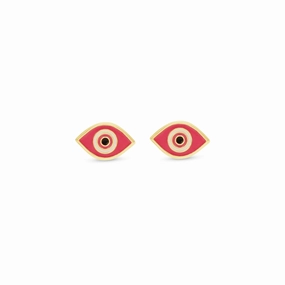 Pink Evil Eye 14kt Gold Studs Custom Style