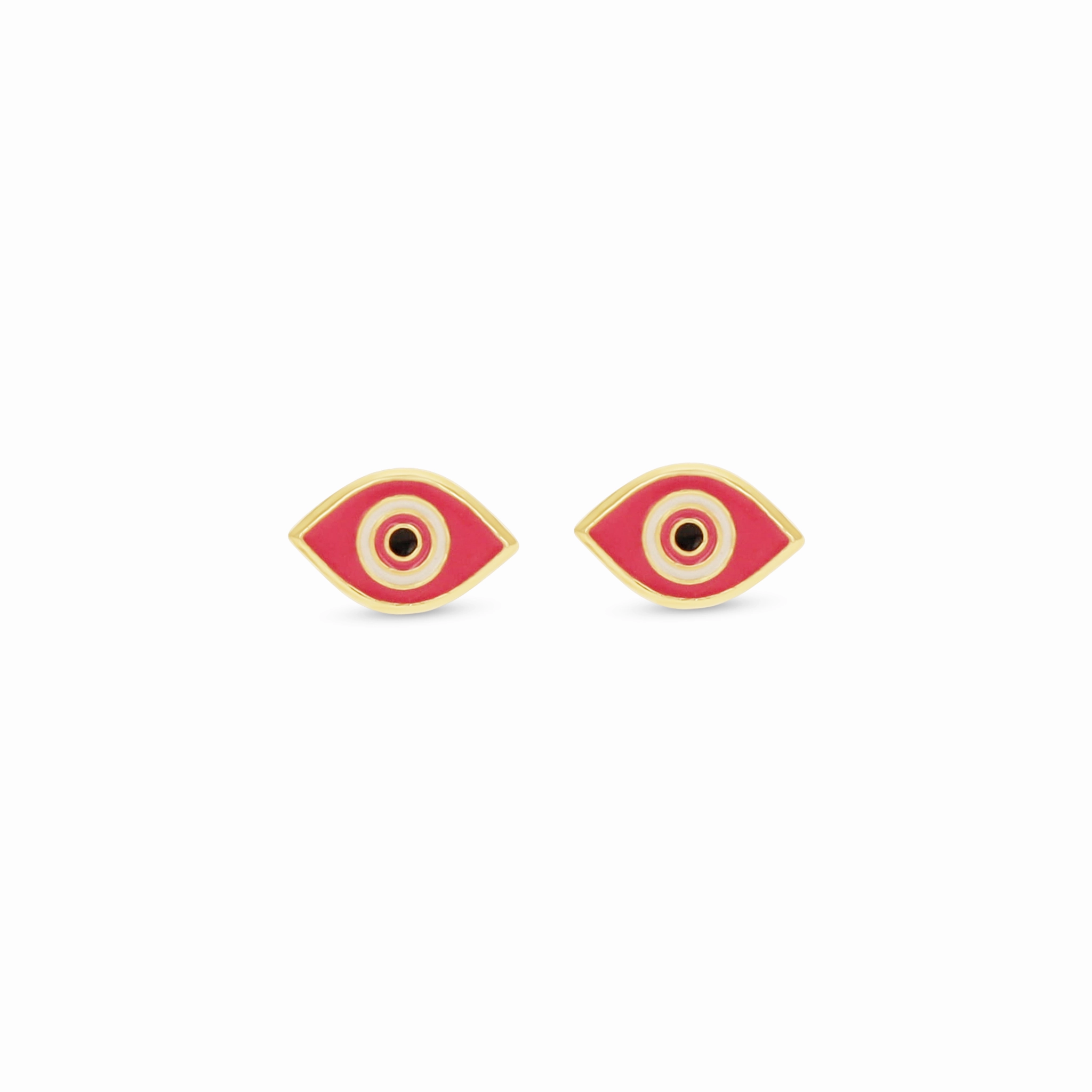 Pink Evil Eye 14kt Gold Studs Custom Style