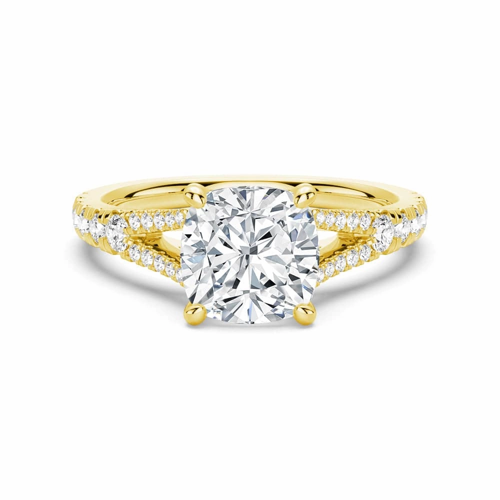 Minimalist Touch Cushion Cut Split Shank Moissanite Engagement Ring