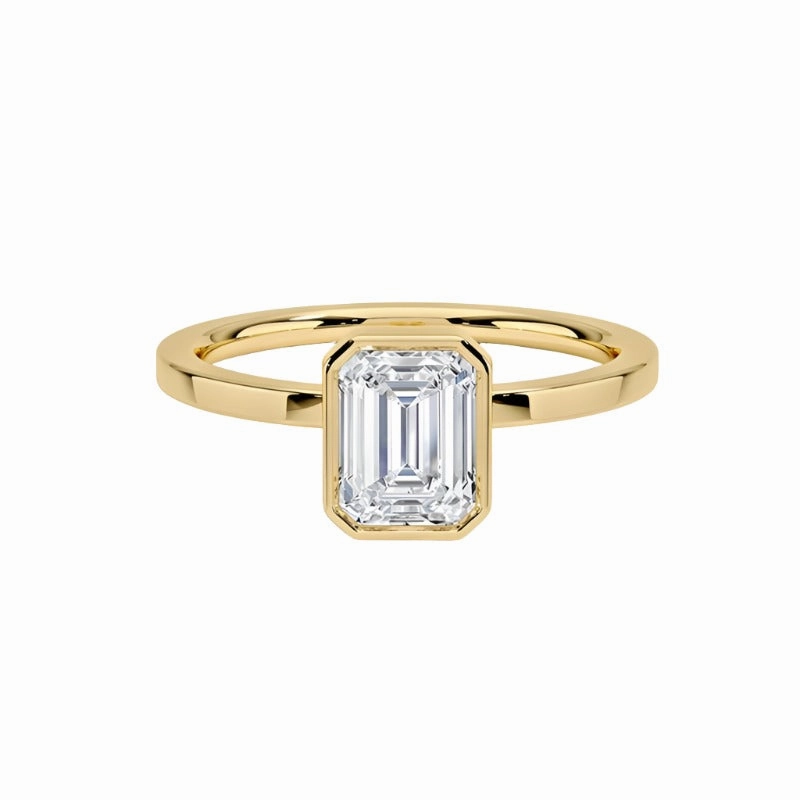 1 Carat Emerald Cut Bezel Set Diamond Ring | S925 | Moissanite Chic Element