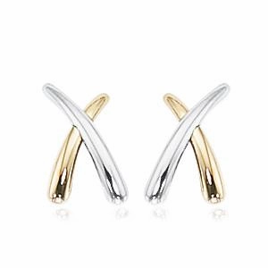 2-tone X Style Stud Earrings 14k Gold | Mullen Jewelers Vintage Accent