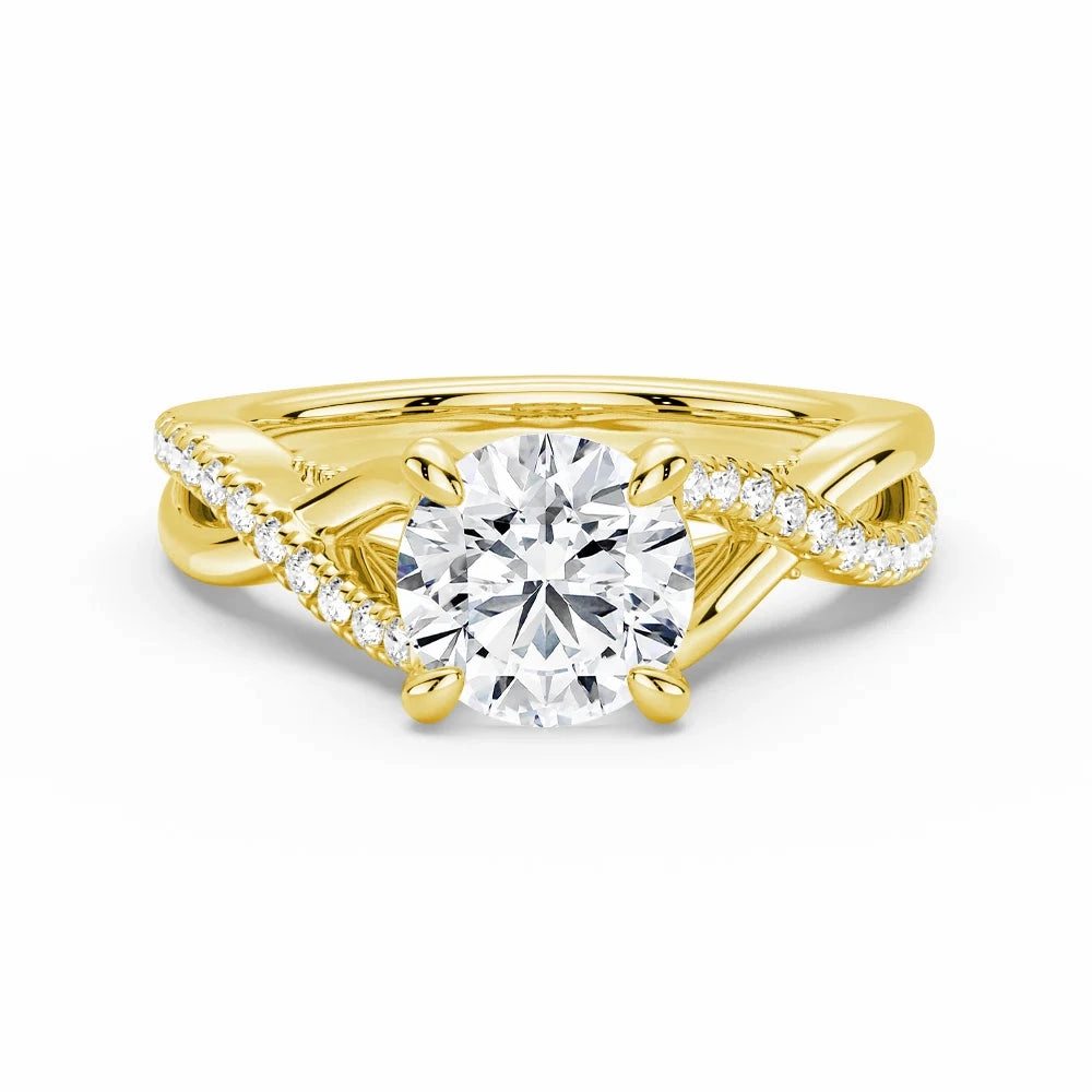 Modern Flair Creative Craft Round Moissanite Twisted Band Engagement Ring with Hidden Accents