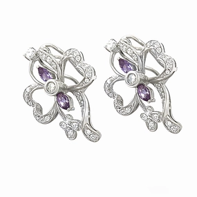 Fashionable Selection Holiday Jewelry Delicate Design Amethyst Cubic Zirconia Gemstone Silver Earrings - Elegant Jewelry