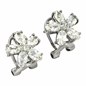 Stunning Cubic Zirconia Silver Earrings - Beautiful 925 Silver Flower Style CZ Gemstone Gorgeous Adornment