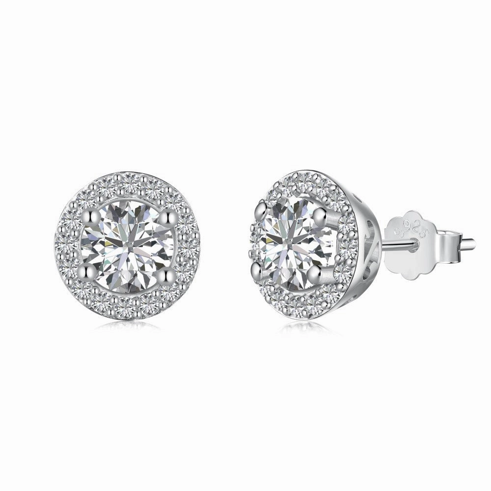 Round Brilliant Double Halo Diamond Earrings | S925 | CZ Bold Appeal Finest Feature
