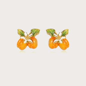 Everyday Set Sleek Style Golden Plum Flower Stud Earrings
