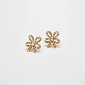 Trendy Piece Vintage Pav?? Gold Bow Earrings