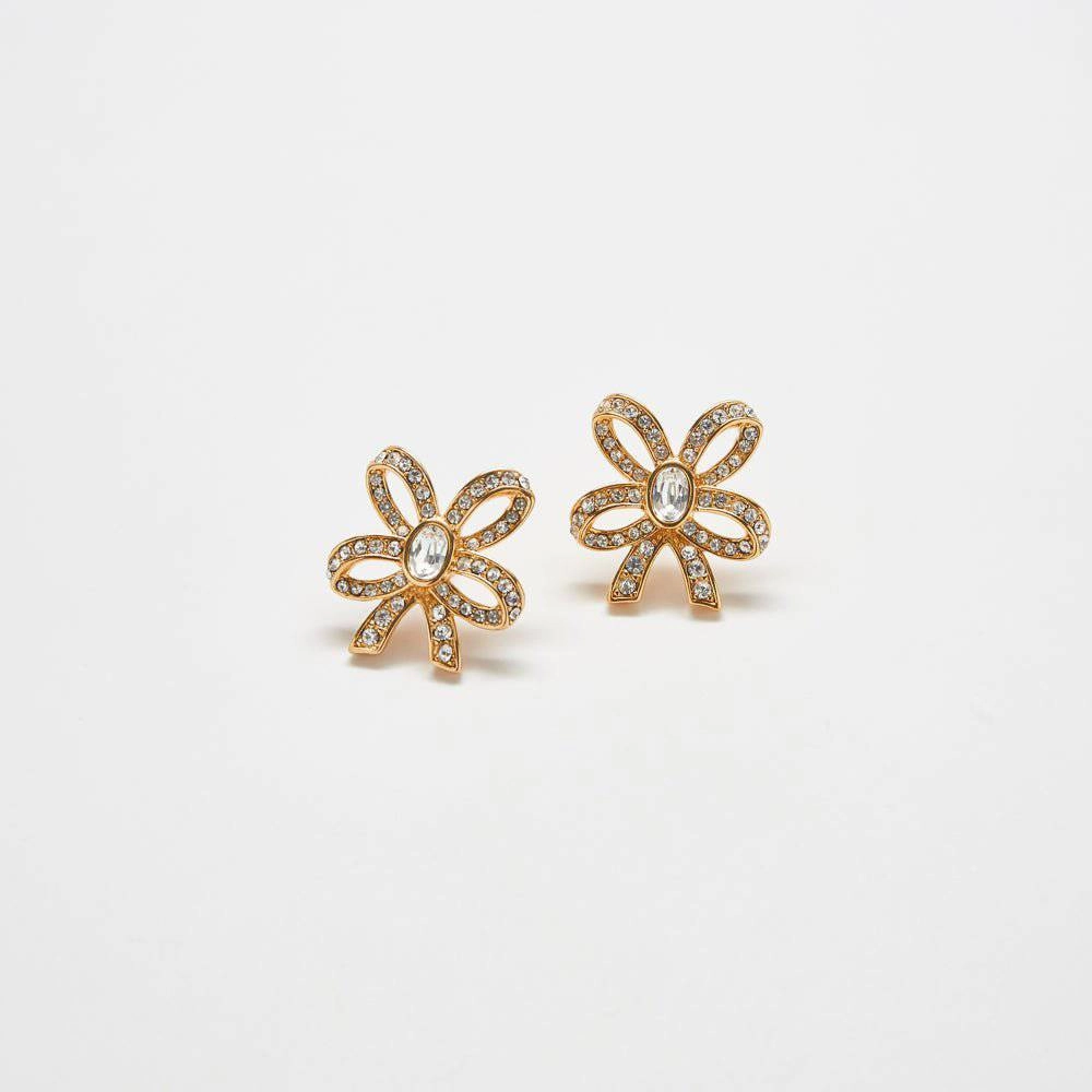 Trendy Piece Vintage Pav?? Gold Bow Earrings