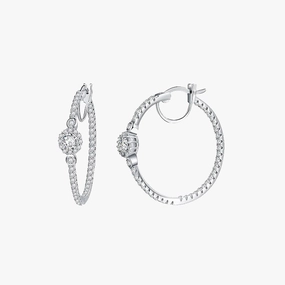 Heirloom Feel Sterling Silver Cubic Zirconia Hoop Earrings