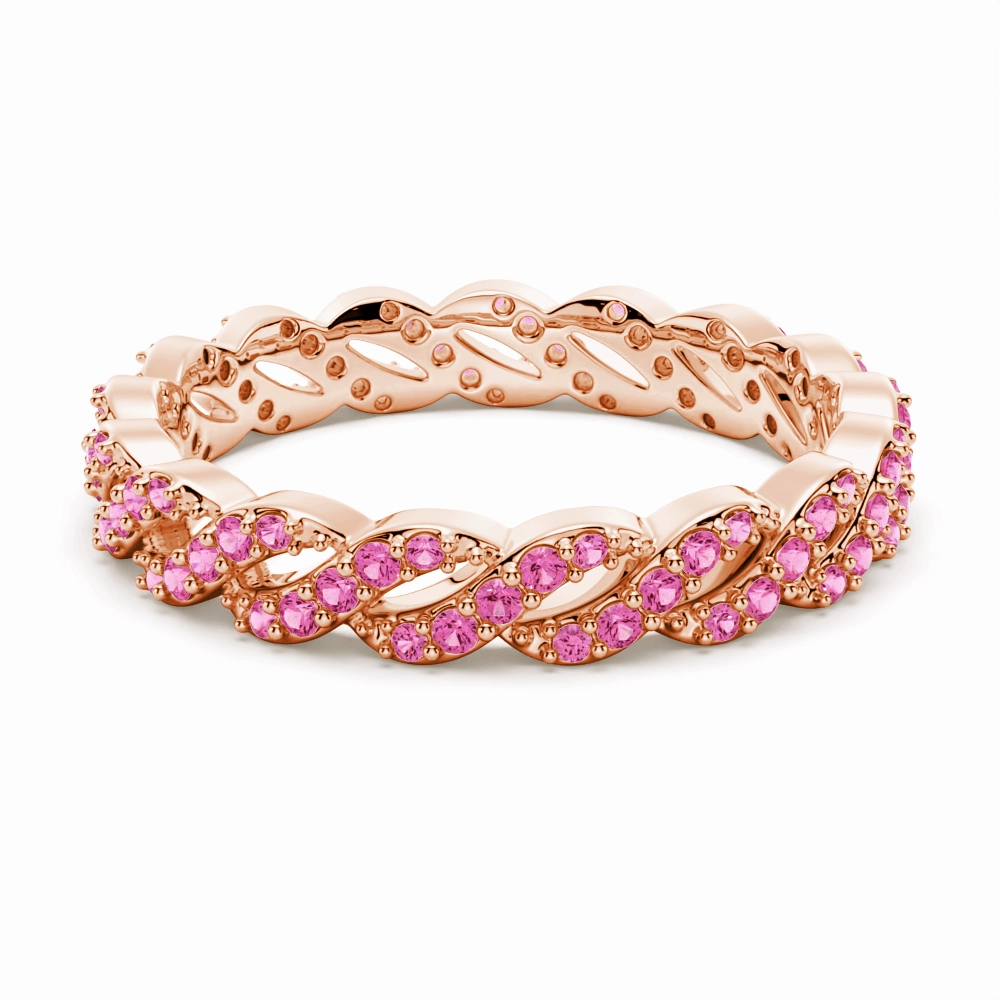 Trendy Pieces Fashion Sparkle "Infinite Hope" Pink Sapphire Ribbon Eternity Band