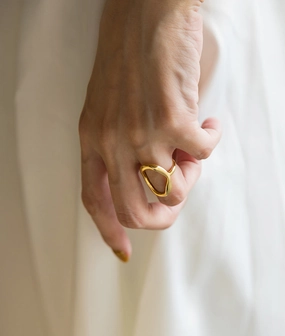 Custom Ornament Branded Product Venus Abstract Oval Open Ring 18K Gold & Silver