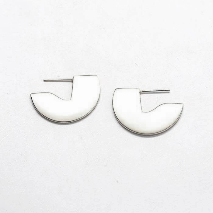 Silver Geometric Mini Semi-Circle Stud Earrings Classic Style