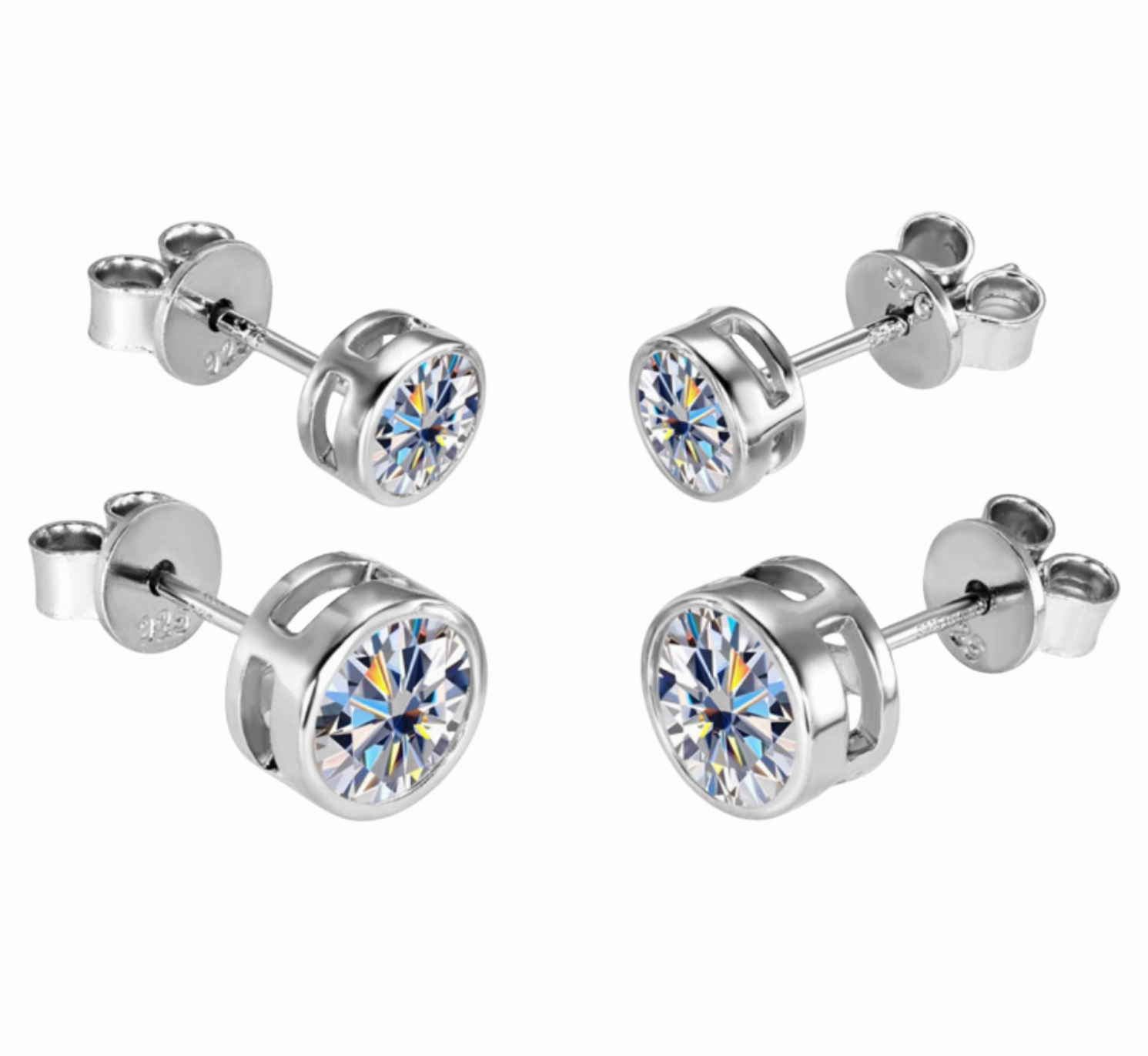 Silver Minimalist Simple Diamond Earrings | S925 | Moissanite Outdoor Event Distinct Accent