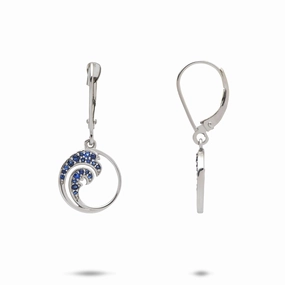 Gorgeous Decor Nalu Earrings in White Gold with Blue Sapphires - 12mm