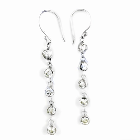 Stylish Cubic Zirconia Silver Long Earrings - Trendy Fashion Jewelry Square Embellishment simple design