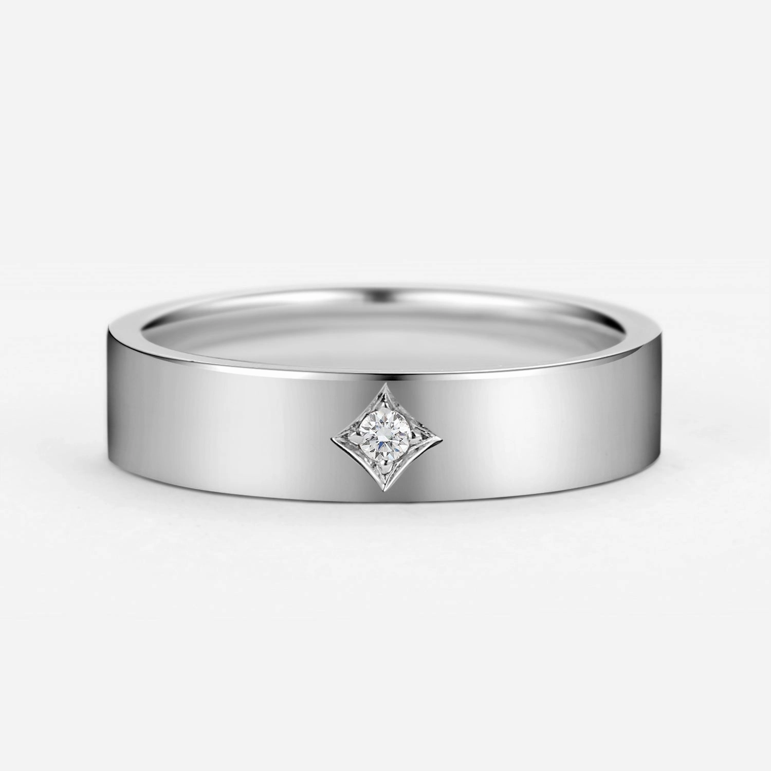 5mm Solitaire Moissanite Couple Wide Men's Wedding Band Bright design