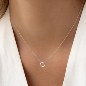 Timeless Highlight Diamond Sun Necklace White Gold - Leda