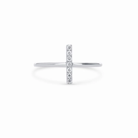 Delicate Frame Impressive Feature Simple White Gold Diamond Bar Ring