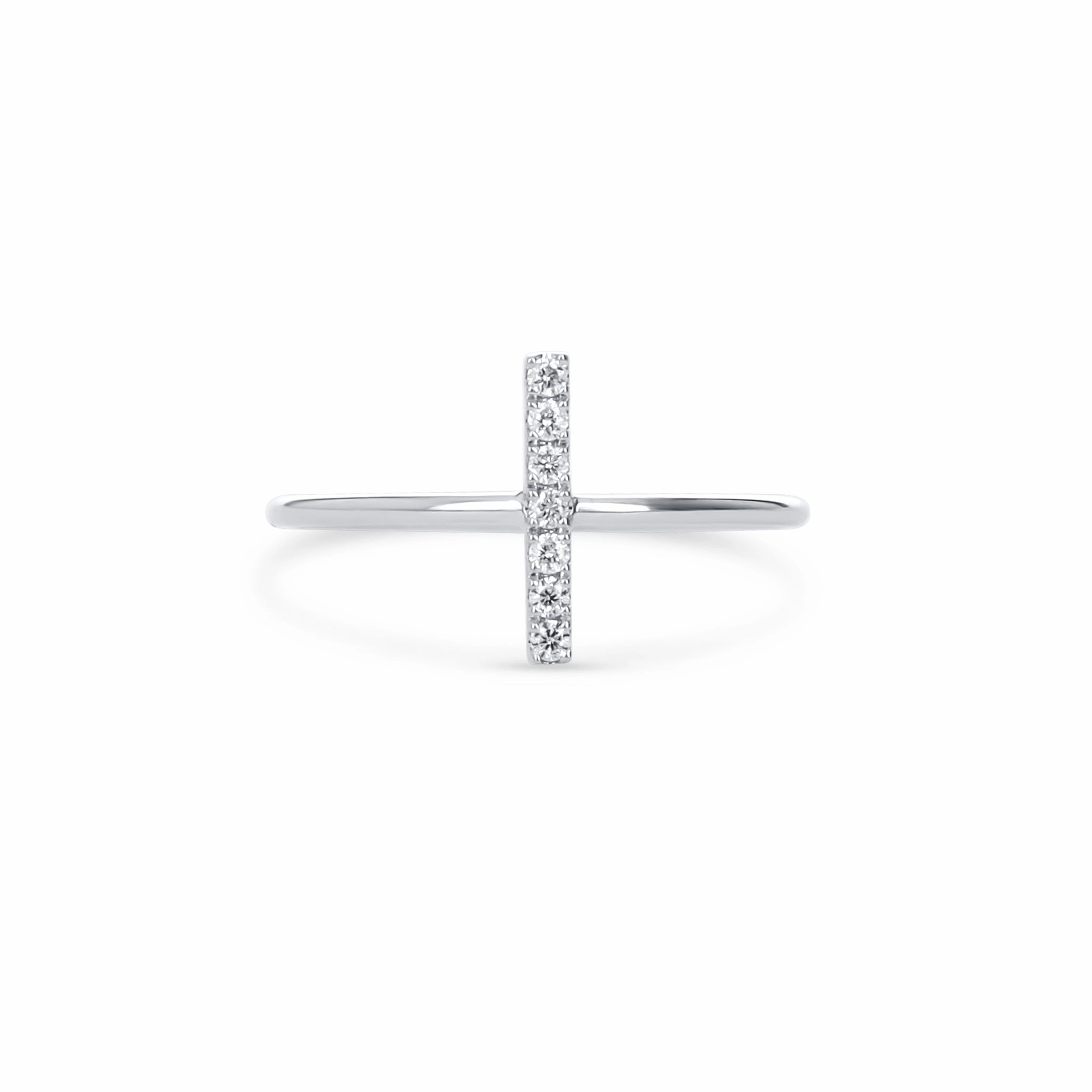 Delicate Frame Impressive Feature Simple White Gold Diamond Bar Ring