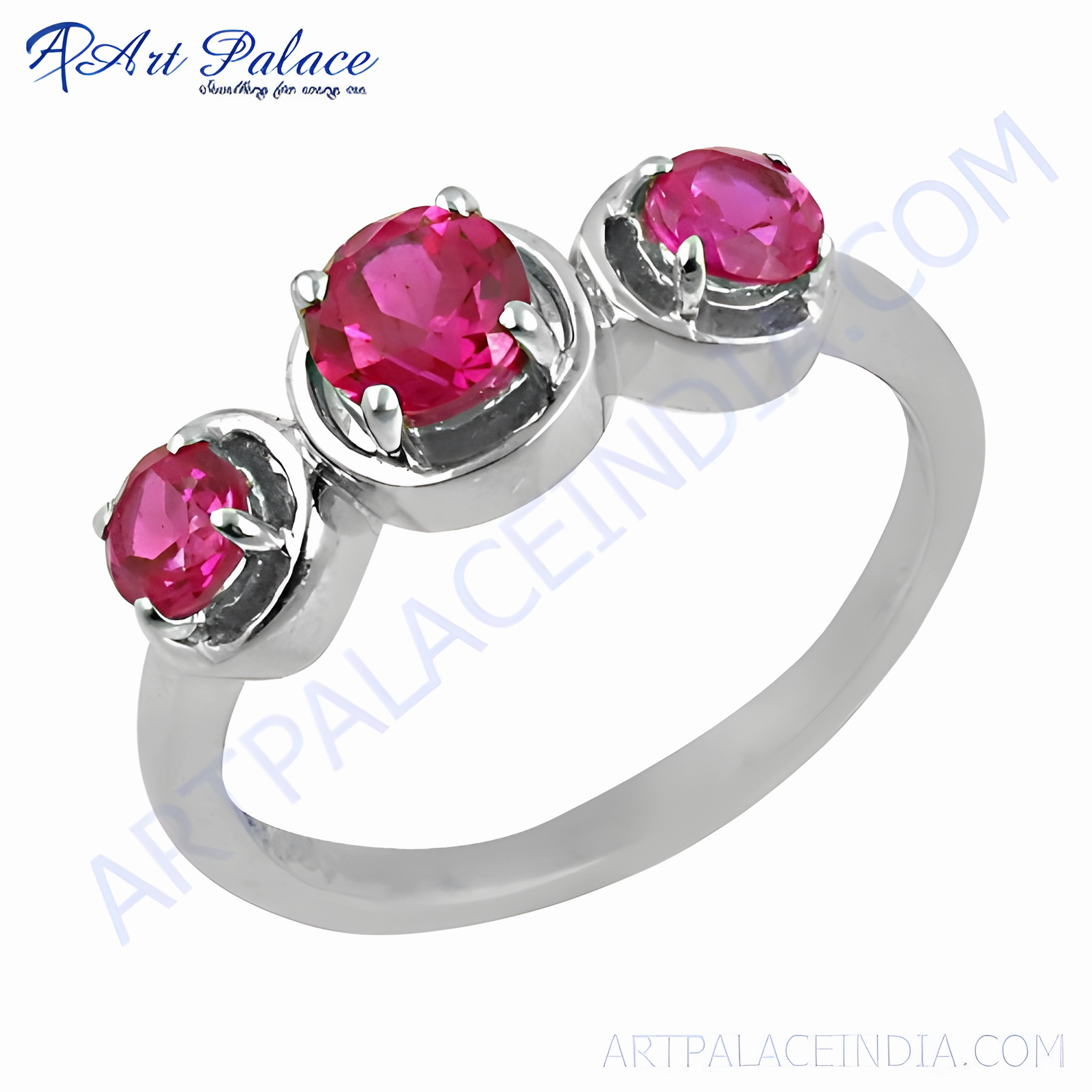 Cute Red Cubic Zirconia Gemstone Silver Ring - Affordable & Stylish Jewelry Value Style