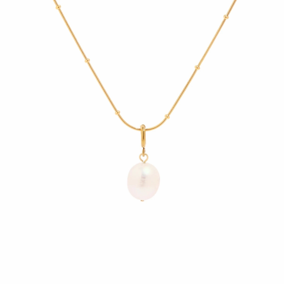 Dainty Accent Subdued Sparkle Single Pearl Round Beads Necklace