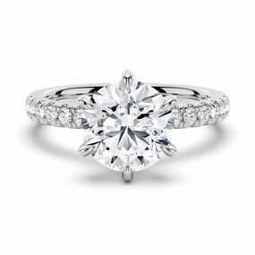 Refined Feature Six Prong French Pav?? Moissanite Engagement Ring