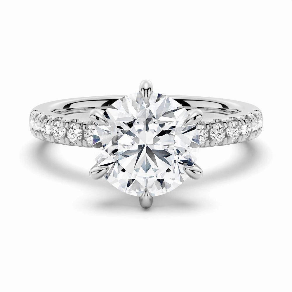 Refined Feature Six Prong French Pav?? Moissanite Engagement Ring