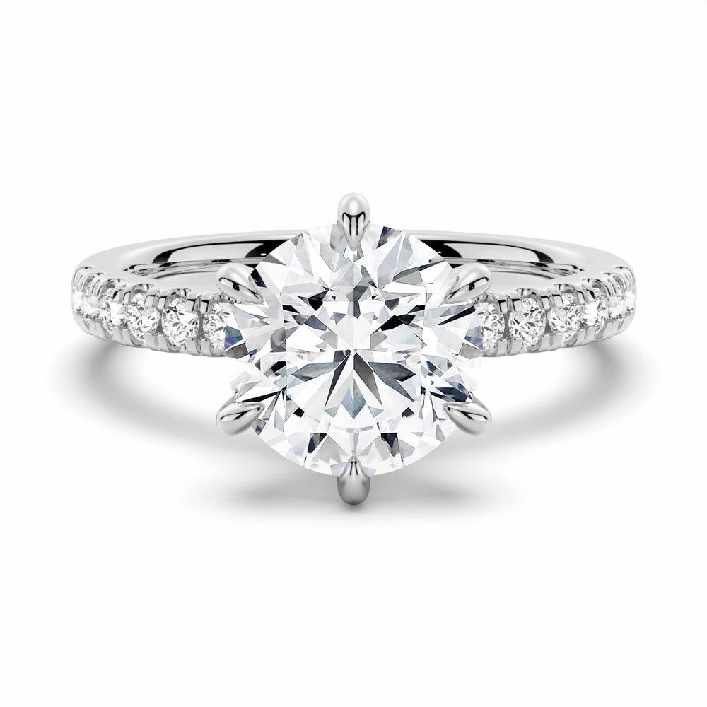 Elegant Highlight Six Prong French Pav?? Moissanite Engagement Ring