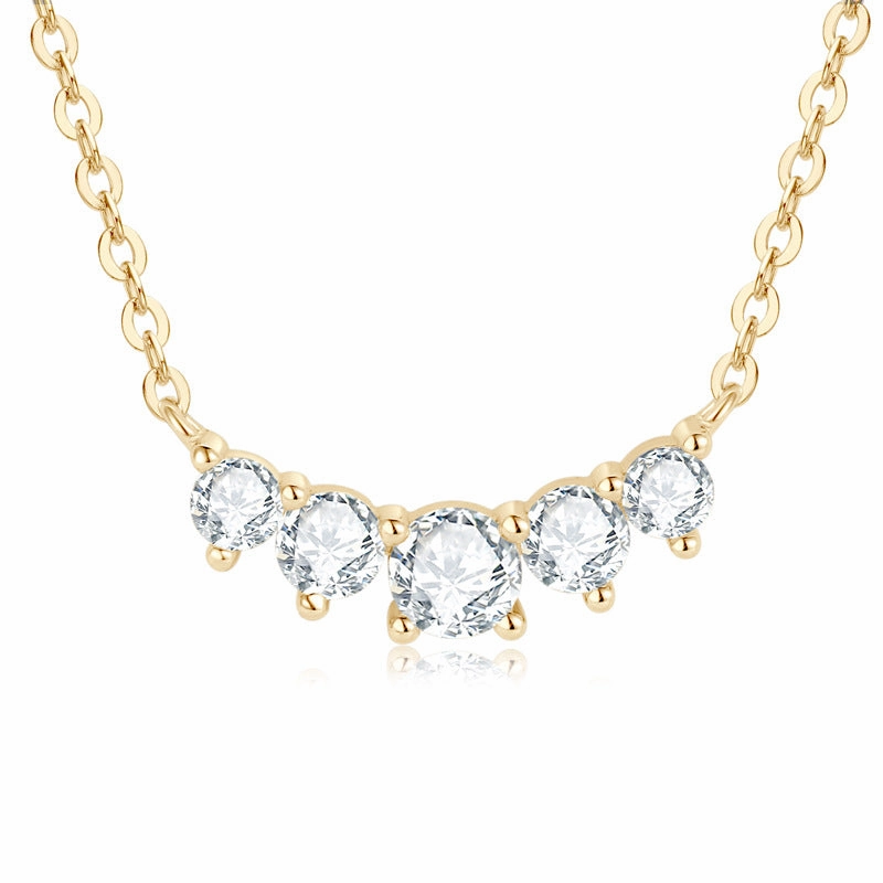 Elegant Style Romantic Vibe Diamond Row Chic Simplistic Necklace | S925 | Moissanite