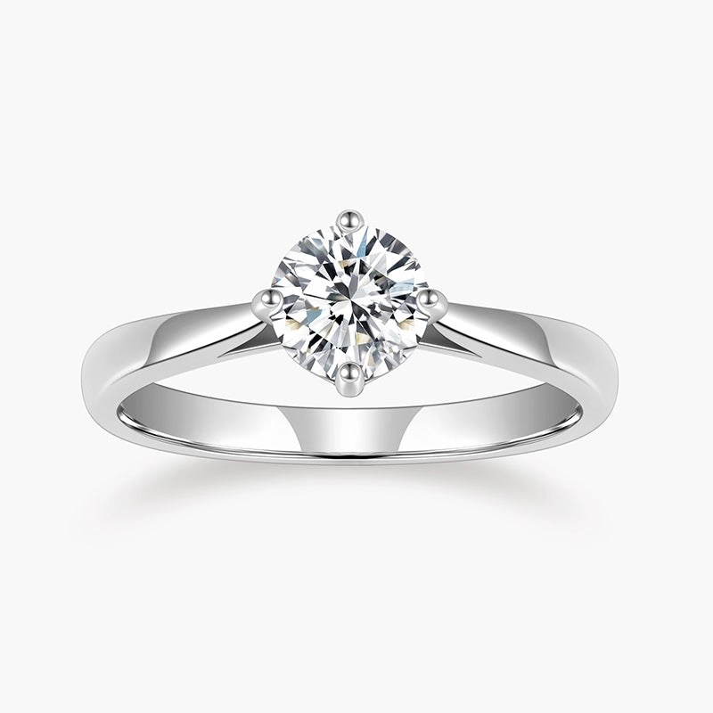 Lustrous Look Modern Piece Round Cut Zirconia Solitaire Ring