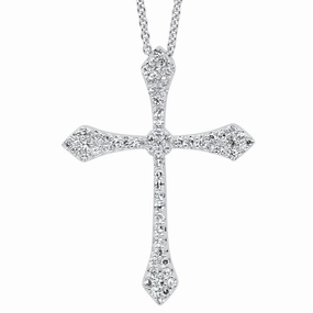 Pave Cross Diamond Necklace 1/5 Cttw 14K White Gold Formal Outfit