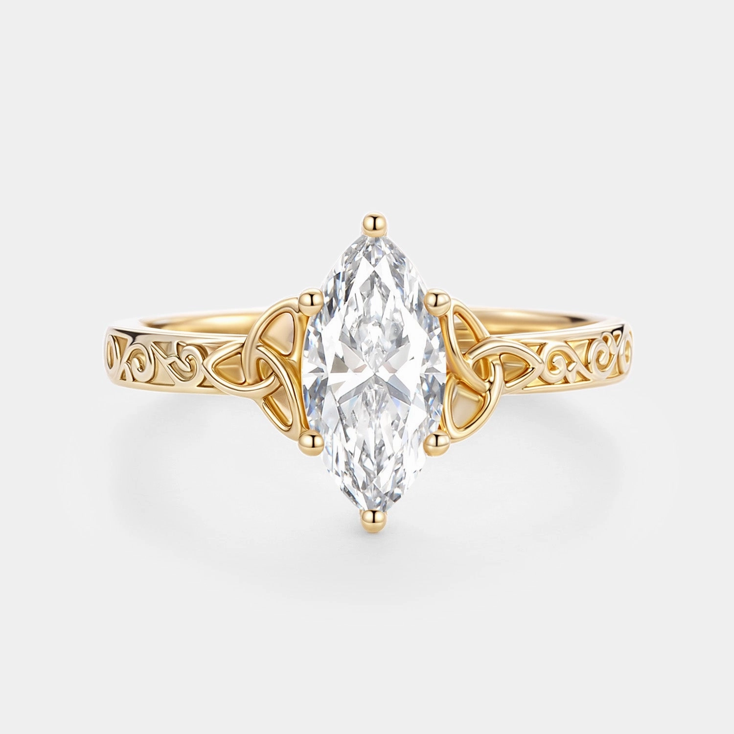 Marquise Lab Grown Diamond Celtic Engraved Engagement Ring - Seraph Daily Style Refined Pieces
