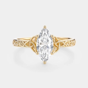 youth appeal Bridal Accent Marquise Lab Grown Diamond Celtic Engraved Engagement Ring - Seraph