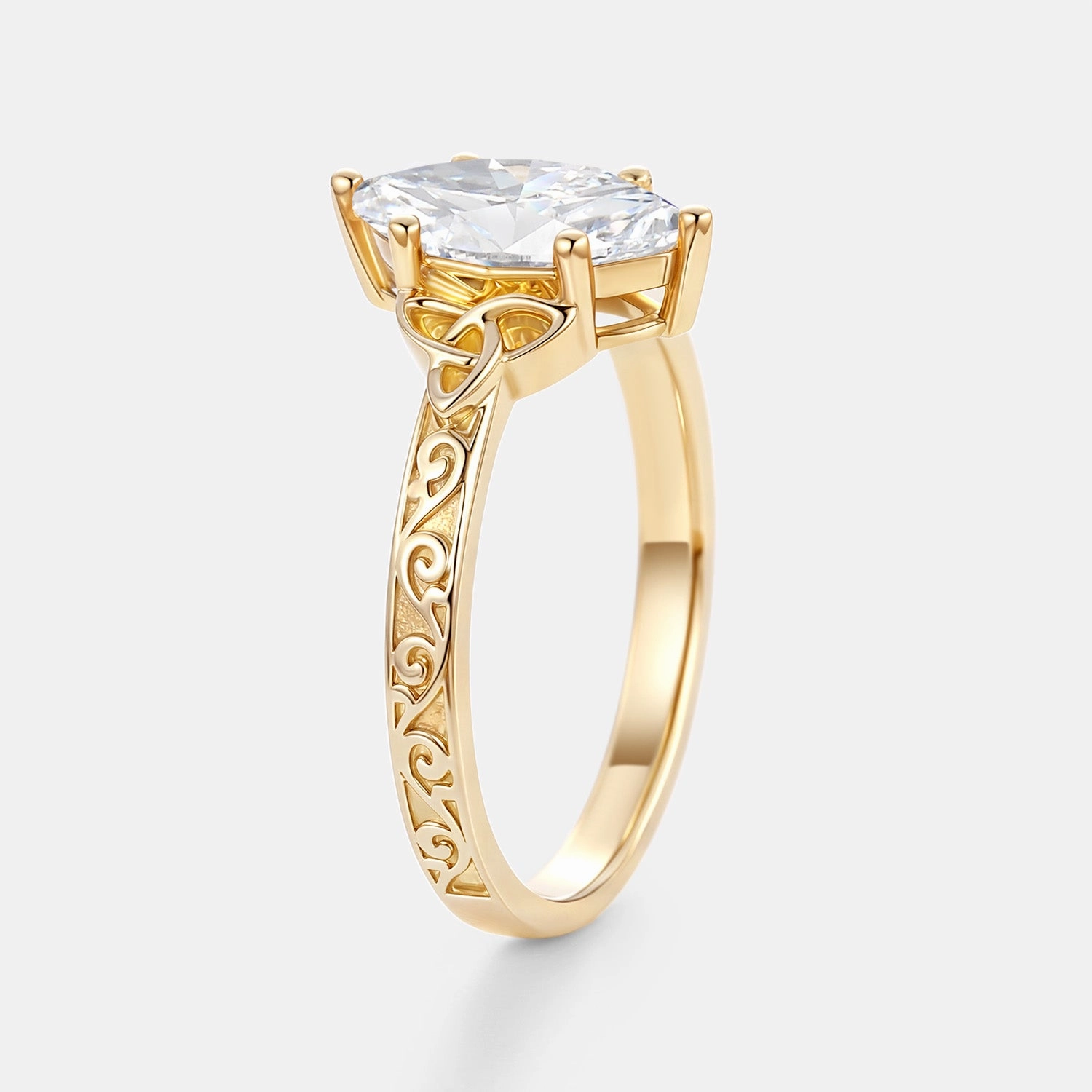 Classic Highlight Timeless Match Marquise Lab Grown Diamond Celtic Engraved Engagement Ring - Seraph