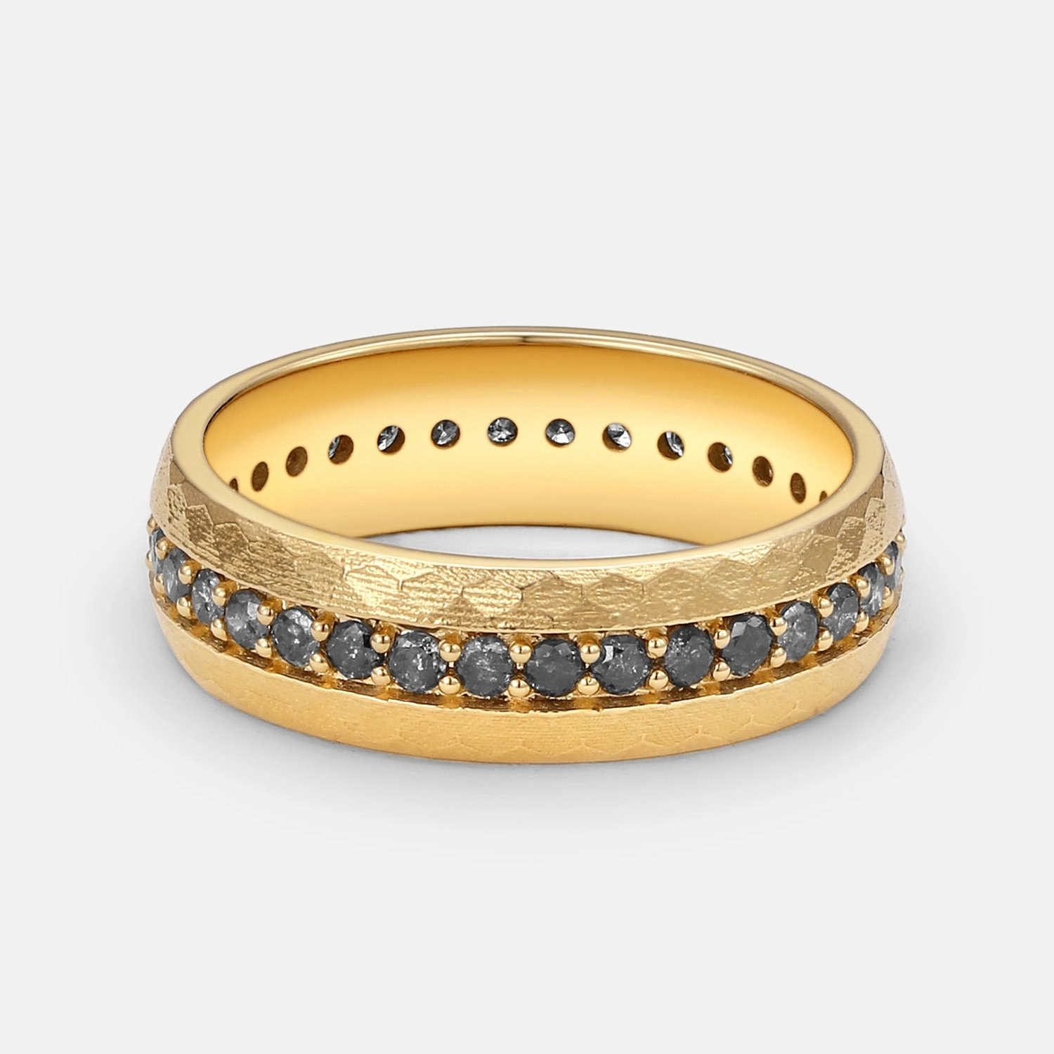 6mm Round Salt and Paper Diamond Full Eternity Men's Wedding Band Feminine Glow Unique Ornament