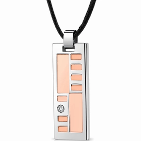 Budget-Friendly Style Stainless Steel Rose Gold-Tone Dog Tag Bar Pendant