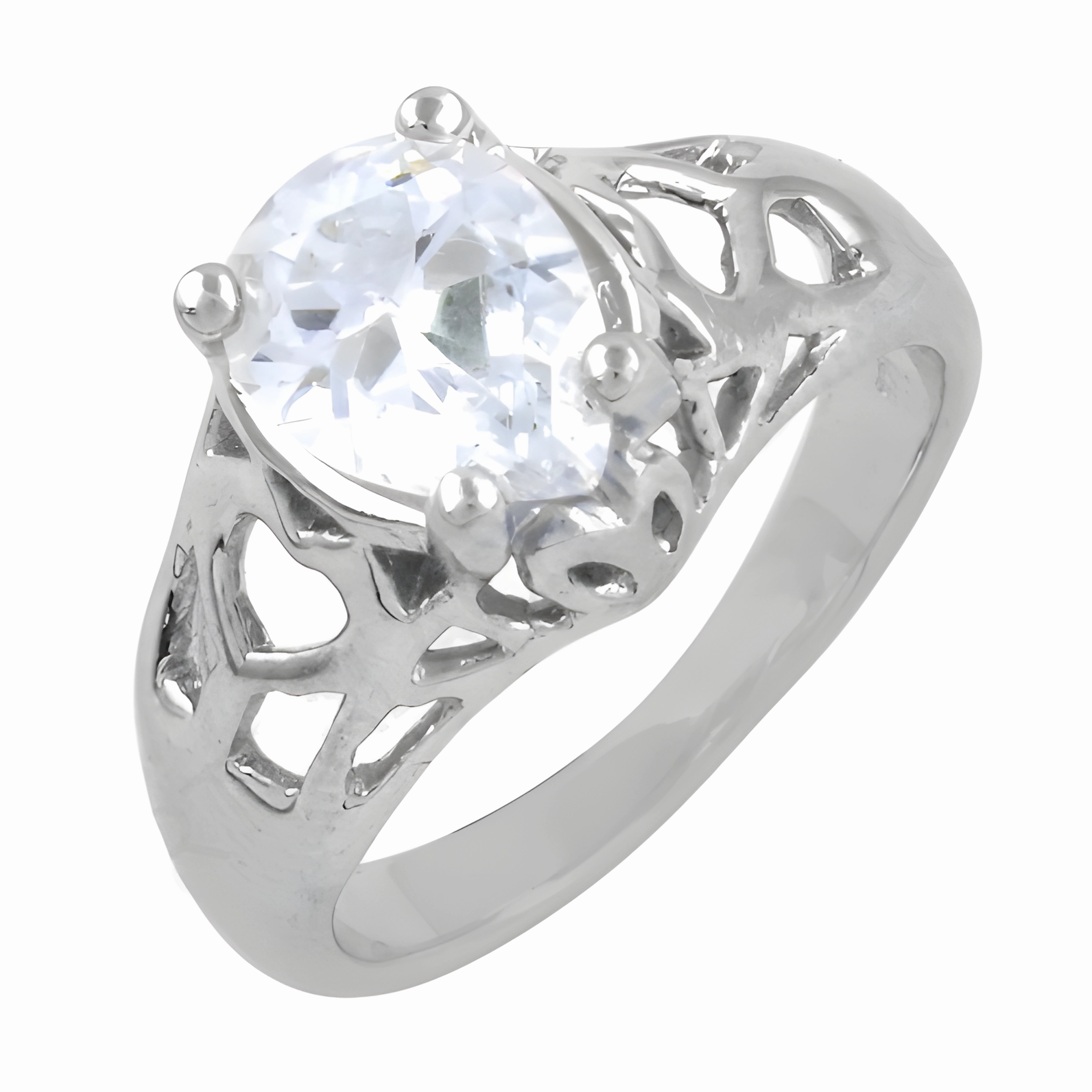 Fret Designer Cubic Zirconia Gemstone Silver Ring - Elegant & Affordable Jewelry Monochrome Style Clean Vibe