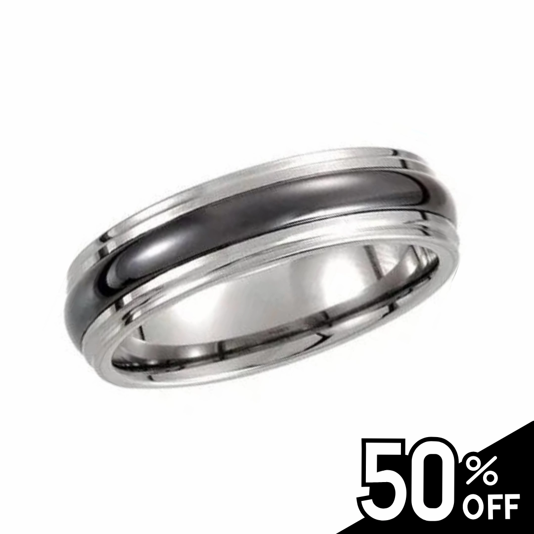 Luxury Touch Tungsten Ridged Band with Inlay