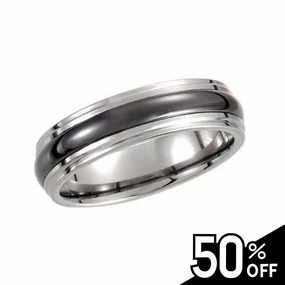 Luxury Touch Tungsten Ridged Band with Inlay