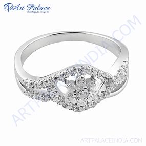 Stunning Romantic Cubic Zirconia Gemstone Silver Ring - Perfect Gift for Her Budget Friendly