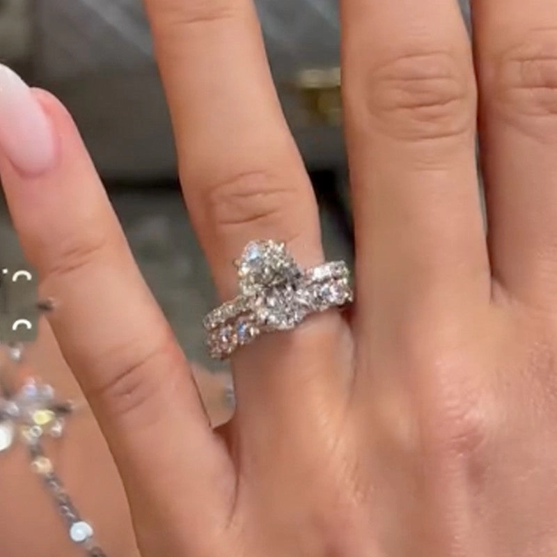 All Season 4.0Ct Oval Cut Engagement Ring Travel Ring With Round Cut Full Wedding Band