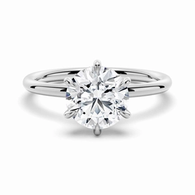 Effortless Look Contemporary Form Six Prong Solitaire Moissanite Engagement Ring With Hidden Halo