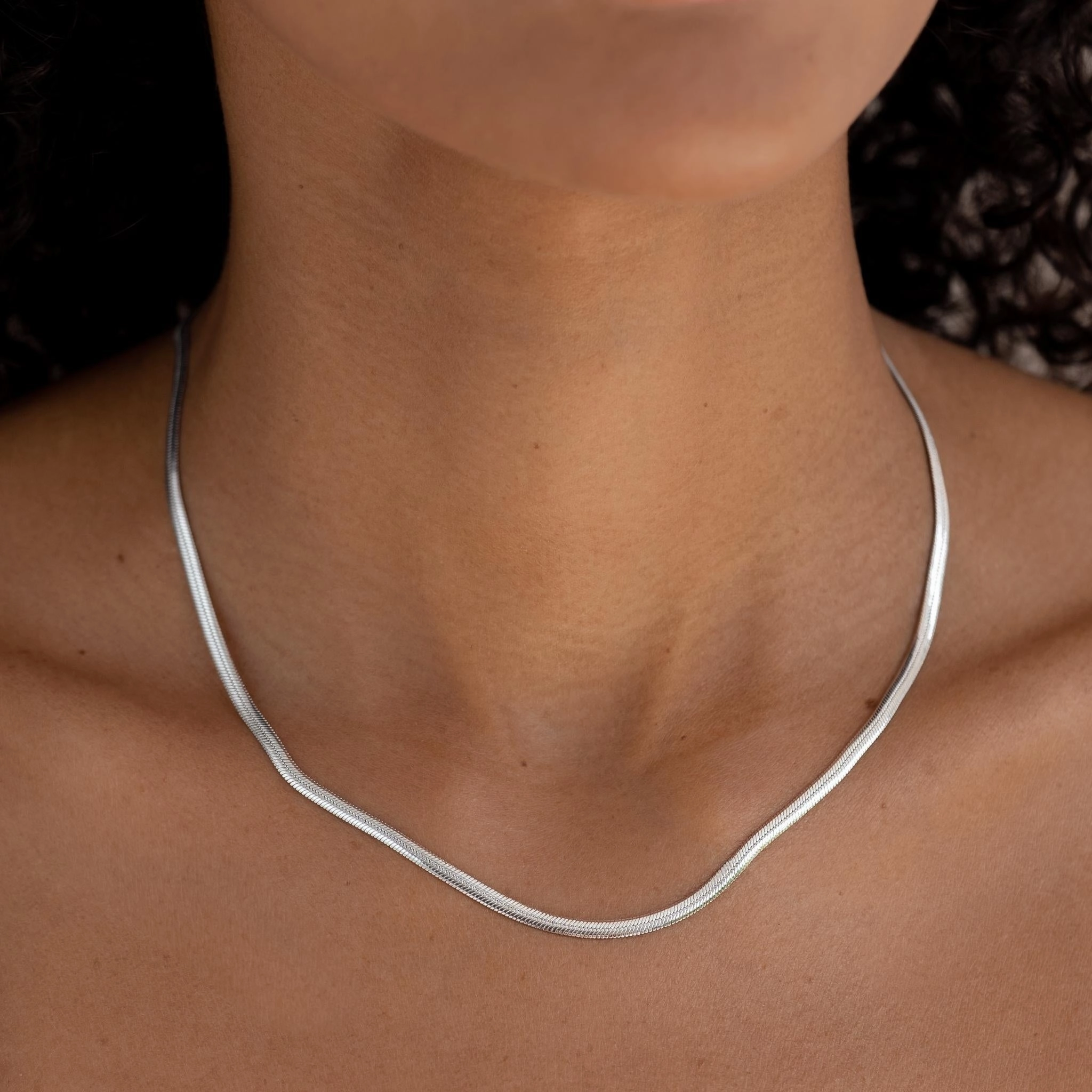 Stone Accessory Snake Chain Necklace Silver