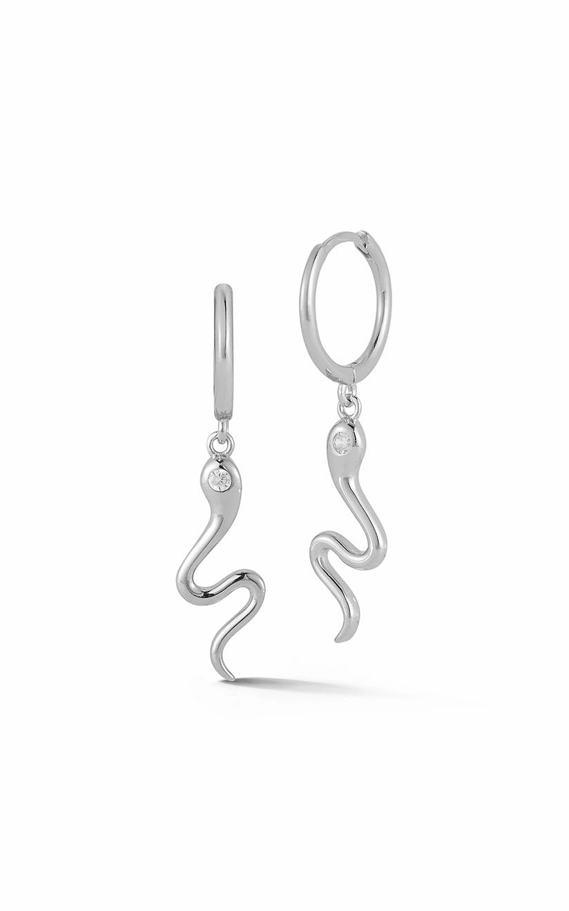 clean look Snake Charm Huggie Earring