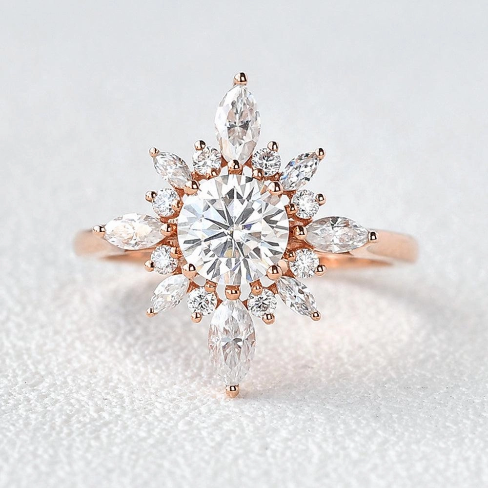Zoom Focus 1.0ct Moissanite Floral Vintage Halo Ring