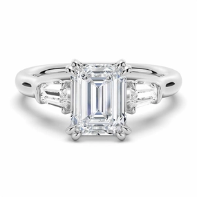 Emerald Cut Moissanite Engagement Ring with Tapered Baguette Side Stones Brunch Date