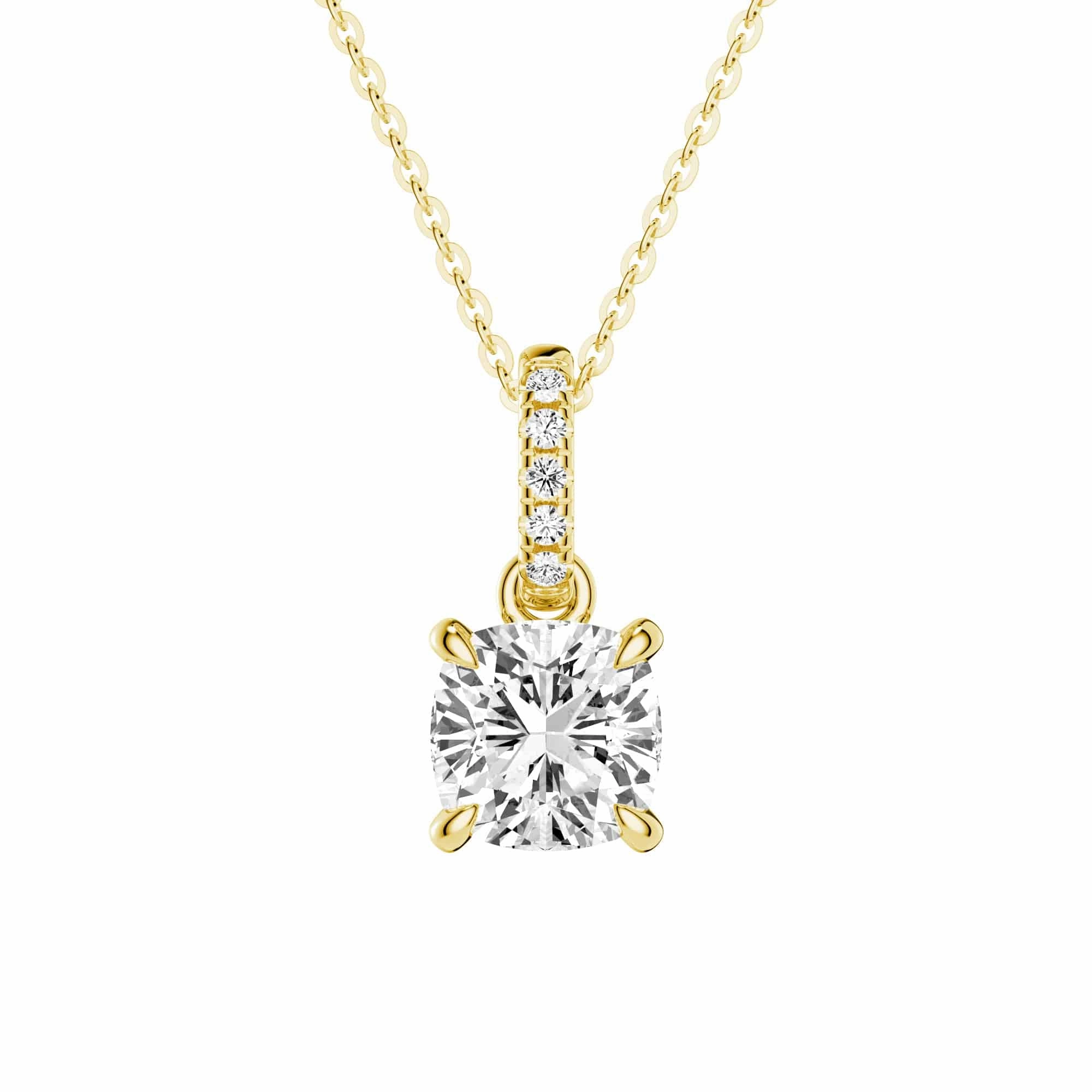 Cushion Cut Moissanite Hidden Halo with Moissanite Bail Fashion Pendant Necklace Stylish Highlight spring fashion