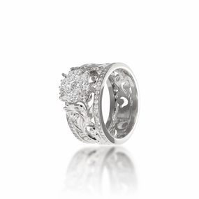 Lovely Style Glittery Accent Living Heirloom Engagement Ring in White Gold with Diamonds - 10mm