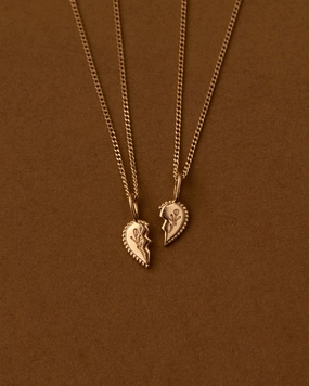 Surprise Gift Great Piece Solid Gold Shared Heart Necklace